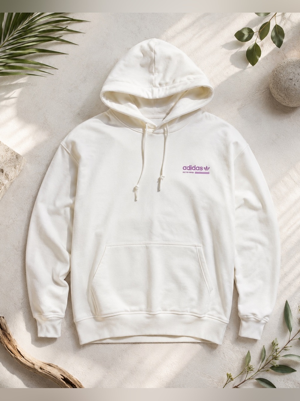 Adidas Kaval Pullover Hoodie Cream Lilac Graphic Size Medium NWT